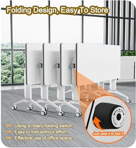 Folding Conference Table,1/2/4/6/8 Pack Modern Office Conference Room Table,Rectangle Rolling Meeting Seminar Table With Silent Wheels,Modern Conference Room Tables for Office Classroom(1pack,47x20x30