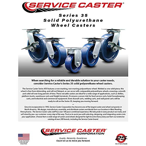 4 INCH Solid Poly Caster Set with Ball Bearings 2 Swivel 2 Rigid