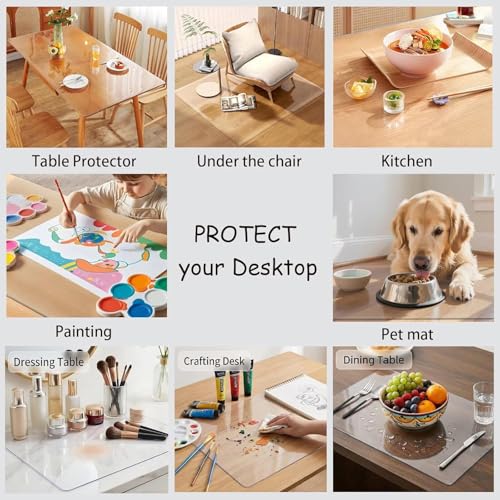 ACFBGFV Transparent 38 x68 in 3mm Small Office Desk Blotter Mat Clear Plastic Table Protector Cover Pad PVC Surface Proection Mat Pad Anti Scratch Table Mat Table Protector Waterproof Easy Clean