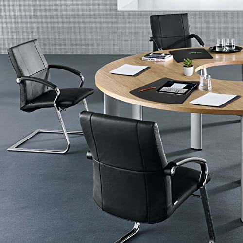 Dacasso Black Leather 17" x 14" Round Table Conference Pad (P1024)