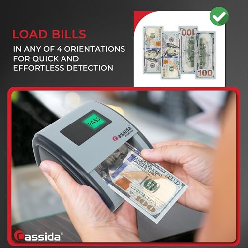 Cassida InstaCheck Small Footprint, Easy to Read Automatic Counterfeit Detector with Infrared, Magnetic and Ultraviolet Sensors, Compact and Lightweight Grey 11-3/4" x 9-1/2 (Pass/Fail)
