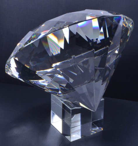 Clear Glass Diamond Paperweight 8" Diameter (200mm)