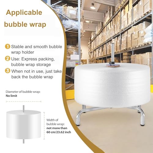 Vertical Bubble wrap roll Holder, Bubble Wrap Roll Dispenser Stretch Film Silver Width 40-150cm(Width 40cm)