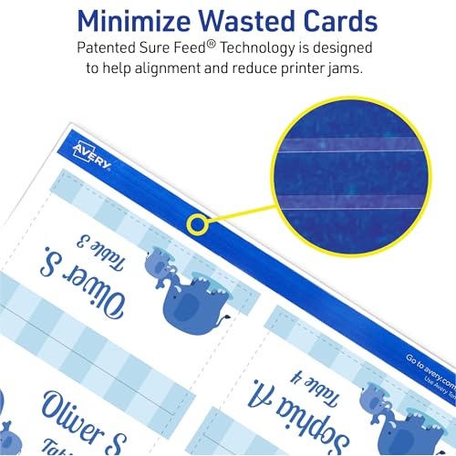 Avery Printable Tent Cards with Sure Feed Technology, 2" x 3.5", Matte White, 2-Pack, Total of 320 Blank Place Cards for Laser or Inkjet Printers (5812)