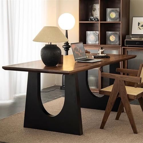 FYorbitH Sit Stand Up Desk Solid Wood Dining Table Walnut Color Living Room Long Desk Conference Office Sub(140 * 70 * 75cm)