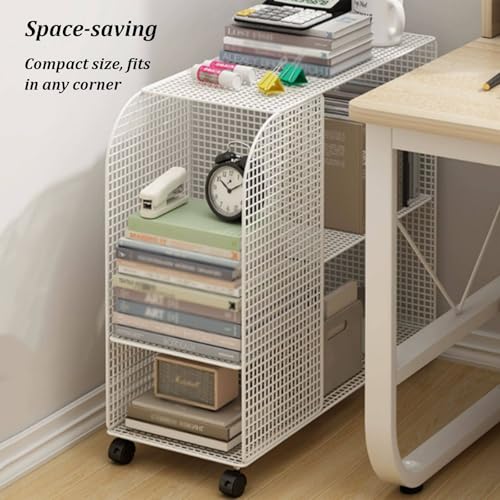 Rolling Book Cart with Wheels, 3 Tier Large Capacity Movable Bookshelf Organizer Rack, Strong Load-Bearing Capacity, Movable Metal Storage Rack for Home Office School(Black)