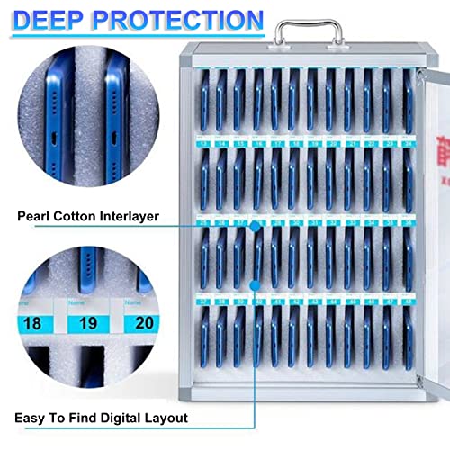 FENOKD Cell Phones Storage Cabinet 12/24/32/48/60 Slots Aluminum Alloy Cell Phones Holder Storage Box Mobile Phones Desktop Organizer Wall-Mounted Pocket Chart Storage，24