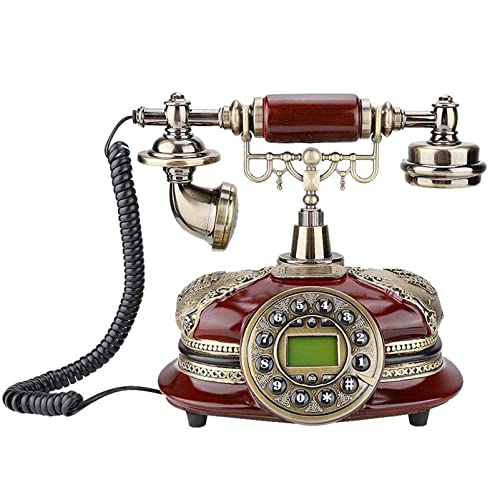 saditesdk Antique Landline Telephone, Retro Classic Landline with Redial Function LCD Backlit Display, Vintage Dial Phone for Home
