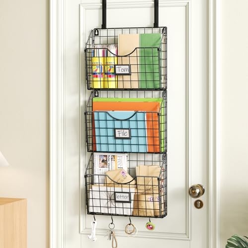 X-cosrack 3-Tier Hanging Wall Files with Door Hooks and 6pcs S Shape Hooks