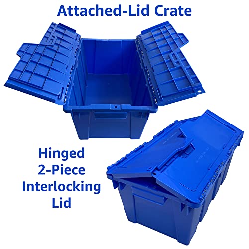 UOFFICE 6 Pack Storage Crate, Blue Container Tote 20"x12"x8", Blue Crates, Plastic Storage Crates, Storage Plastic Crates, Household Crates, Storage Crate, Packing Crates, Large Crates