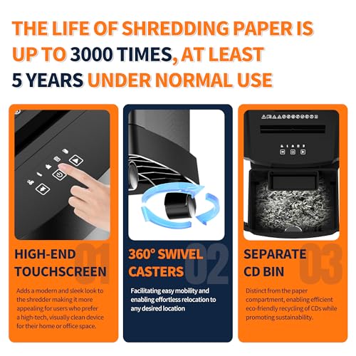 KRT KRT KRT Paper Shredder for Office Home, 18-Sheet Micro Cut Paper Shredder Auto Feed Cross Cut with 8 Gallons Bin, P-4 High Security Level, Shreds CDs/DVDs, Black