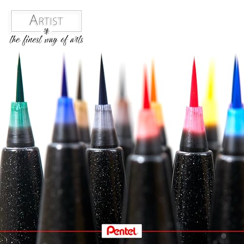 Pentel SESF30 °C AX Extra Fine Brush Tip, Black Pack of 12