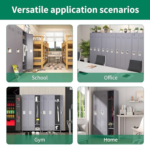 IKIMI 3 Doors Metal Storage Locker for Employee,72" Sports Staff Lockers