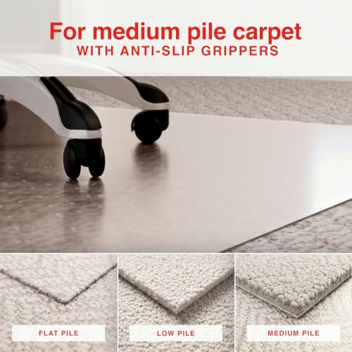 Staples Chair Mat for Medium-Pile Carpet with Lip, Clear, 36" x 48"