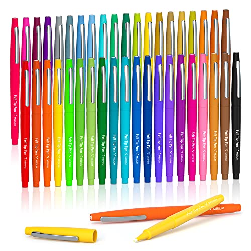 Lelix 40 Colors Felt Tip Pens, Medium Point Felt Pens, Assorted Colors Markers Pens For Journaling, Writing, Note Taking, Planner Coloring, Perfect as Art Office and School Supplies
