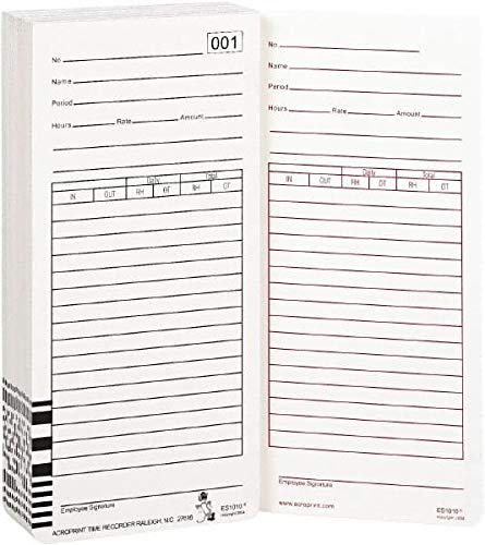 Acroprint Time Recorder - Weekly Time Cards, for Use with: Acroprint® Model ES1000 (300 Pack)