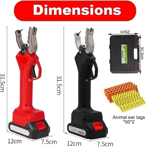 LLHBBSHYYDM Electric Ear Tag Plier, Livestock Tagging Tool, Electric Ear Tag Applicator, Push Switch, Automatic Labeling, Handheld Portable Livestock Marking Machine for Farm Use(Red)