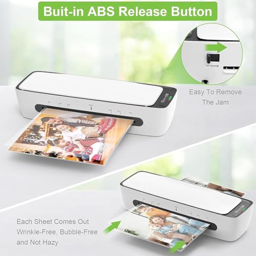 Desktop Thermal Laminator, Thermal and Cold Laminator Machine with Paper Cutter, Hole Punch and Corner Rounder, 1-Min Fast Preheat, for Office, School, Home, Business, Creativity