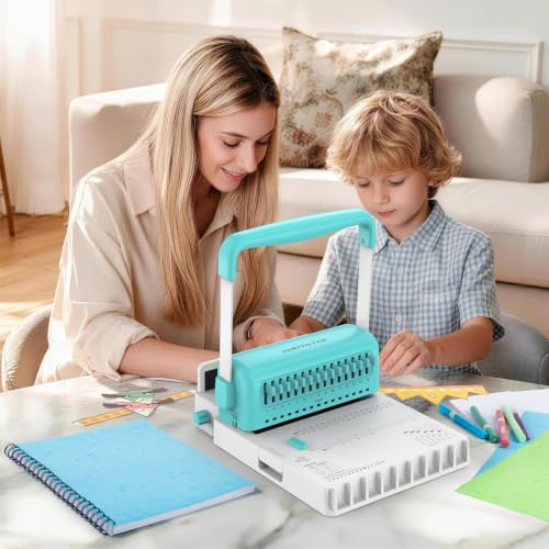 2:1 Pitch Book Binding Machine with 15 Disengageable Dies – Professional Wire 20 to 25‑Sheet Punch Capacity, Portable Binding Kit with 10PCS 5/8" Wires, Perfect for DIY Notebooks, Albums & Calendars
