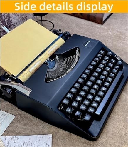 Classic Manual Typewriter Machine, Vintage Manual Typewriter with Ink Ribbon, Retro Mechanical Writing Machine, for Home Office(Black)
