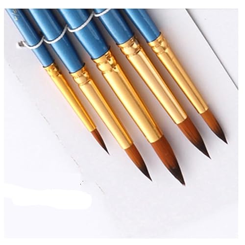 UOHLCX HBJWOV 5Pcs Paint Brushes Set Nylon Hair Painting Brush Short Rod for Oil Acrylic Brush Watercolor Brushes Art Supplies