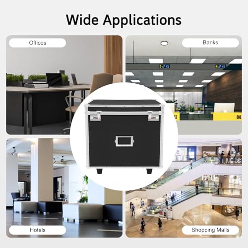 Locking Mobile Storage Box, Aluminum Storage Trunk, Business Case with Combination Lock Large Capacity Briefcase Security Lock Box for Personal Items Cash Laptop, 19.2 * 15 * 16 Inch, Black