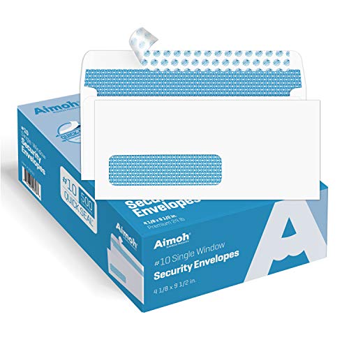Aimoh #10 Single Window Mailing Envelopes Letter Size, Self Seal 2500 Count