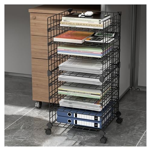 Paper Organizer, 8/12/16-layer Sorting Organizer,Paper Sorter, Paper Storage Cabinet for Home, Classroom, Office, School（Black,White）(Black,8tier)