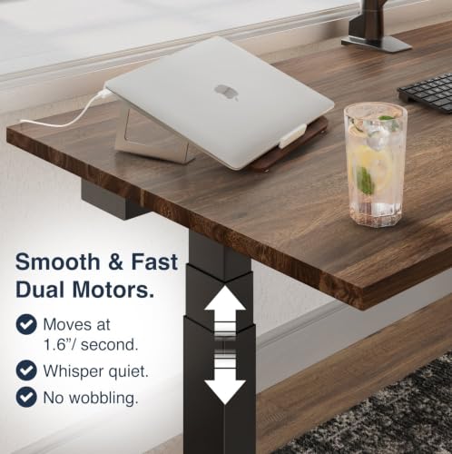 Desky Dual Hardwood Sit Stand Desk Acacia 48" Space Gray
