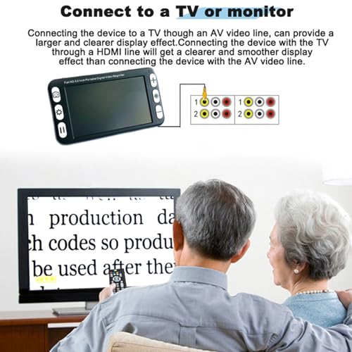 5 Inch Handheld Electronic Magnifier with LCD Screen,2x-48x Zoom,26 Color Modes,Av Output,Low Vision Reading Aid
