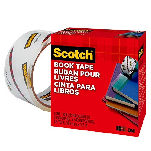 3M Scotch Transparent Book Tape, Thick, 2.0 inches x 53.7 Yards (50.8 mm x 13.7 m), 845 50