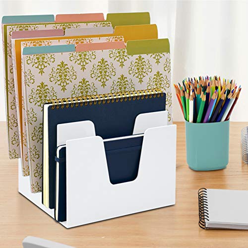 Acrimet 5 Section Incline File Sorter Organizer, Desktop Mail Holder, White