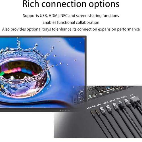 55-85 Inch Interactive Whiteboard,4K UHD Multi-Touch Smart Board,Wireless Projection Digital Whiteboard with Real Pen Writing,HDMI/USB/NFC Connectivity for Classroom,Conference Room,Hotel (65 Inch)