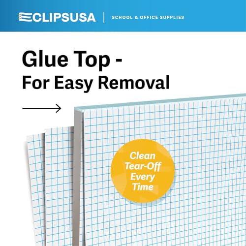 E-CLIPS USA Graph Paper Pad, Graph Paper Notebook, 4 x 4 An Inch Quad Ruled Graph Paper Pad, Graph Paper Pads 8.5 x 11, Drafting Paper, 50 Sheets Per Pad (48 Pack)