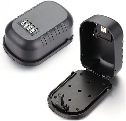 CARUTU Key Lock Box, 4 Digit Combination Outdoor Lock Box, Wall Mount Combination Lockbox for Family Members, Tradesman