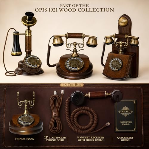Opis Technology 1921 Cable Model A Real Wood Rotary Desktop Telephone