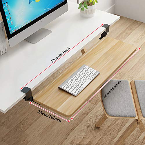 ACXZ Keyboard Tray Under Desk Sliding with C Clamp Mount System, Slide-Out Platform Computer Keyboard Drawer, for Typing, No Drilling(52cm×25cm, 65cm×25cm, 75cm×25cm)