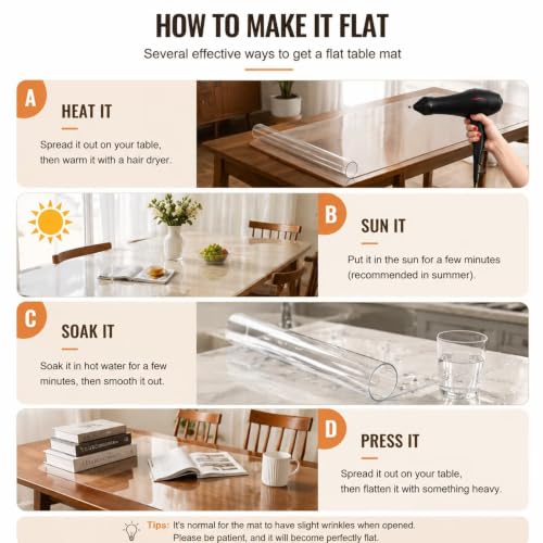 44X74 Inches Clear Office Desk Pad Mat Blotter, Vinyl Table Cover