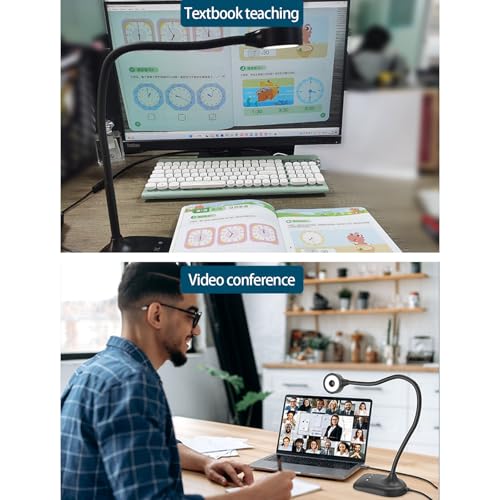 Xanorrg Full Clear Streaming USB Document Camera with Adjustable Arm for Online Teaching Webinars Video Conferencing Webcam