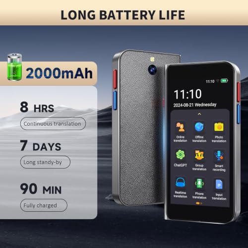 Language Translator Device No Wifi Needed, High-end Upgraded Ai Translator, Offline Real-Time Voice Spainish Translation, Support 150 Languages, Recording&Photo Premium Translation Device for Business