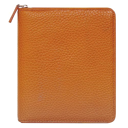 FranklinCovey - Alex Ring-Bound Binder for FranklinCovey Planners | Leather with Zipper Closure (Classic, Saddle)