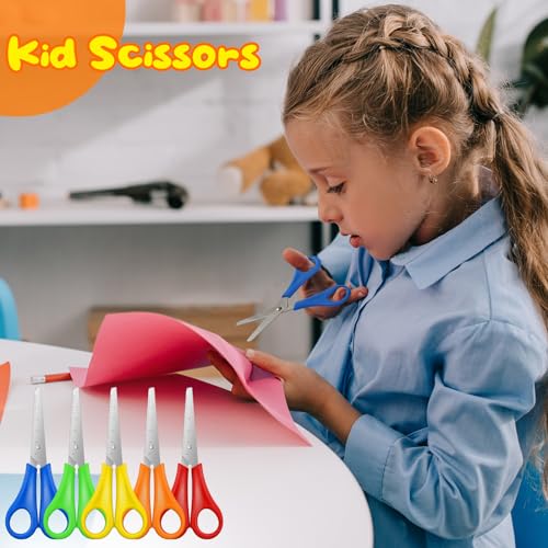 300 Pcs Kids Scissors Bulk for School 5'' Student Blunt Tip Safety Stainless Steel Paper Child Scissors for Office Craft Projects (300)