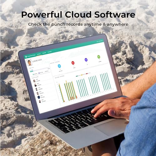 ANVIZ Time Clocks for Employees Small Business - Forever Free Cloud Software - W1 Fingerprint Biometric Clock in and Out Attendance Machine, White
