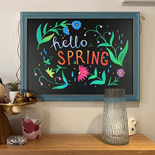 Magnetic Chalkboard with Retro Blue Wood Frame,Decorative Chalkboard for Wall,for Kitchen Decor, Weddings, Restaurant Menus (Size : 50x70cm)