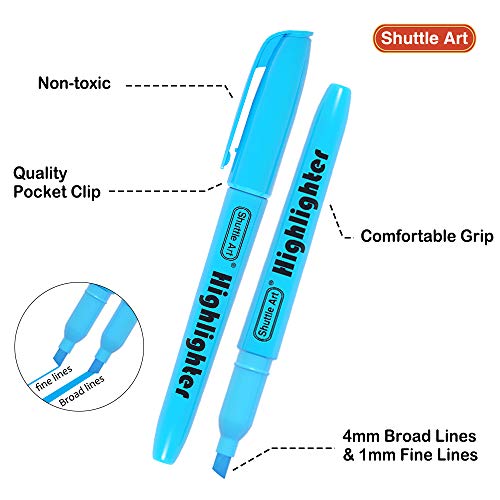 Shuttle Art 144 Pack Highlighters, Highlighters Assorted Colors Set, 8 Bright Colors Chisel Tip Highlighter Markers Bulk for Adult Marking, Highlighting as School Supplies