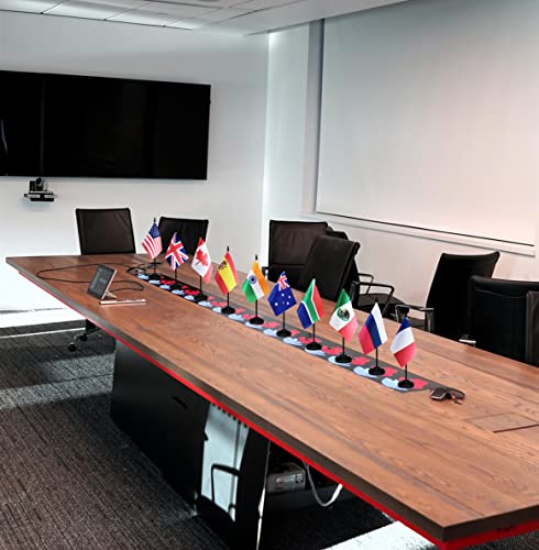 50 Country International Desk Flag, Small Mini World Office Table Flags Set with Stand Base，8.2 x 5.5 inches Miniature Desktop Flag