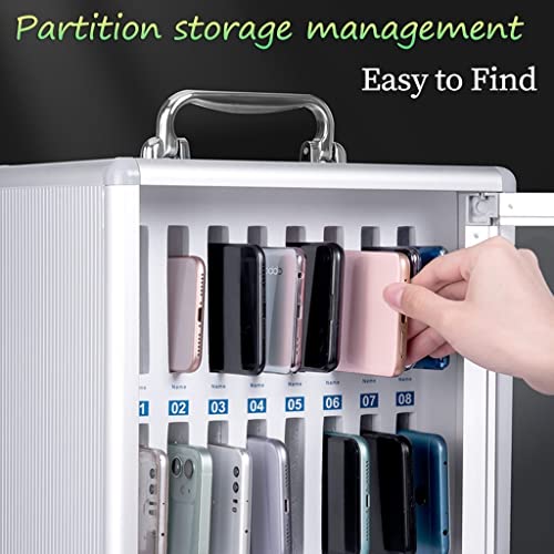 Clear Cellphone Lockers, Aluminum Alloy Pocket Chart Storage Cabinet for Cell Phones, Wall-Mounted with A Locked for Office Classroom (Color : Silver, Size : 12)