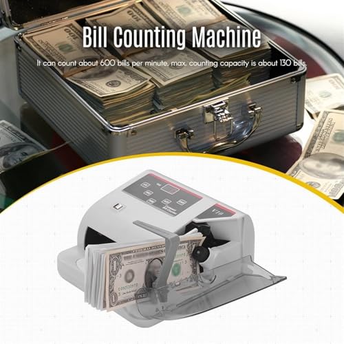 IMOSEI Mini Money Counting Machine，Portable Cash Banknote Bill Counter, with Counterfeit Detection, 600pcs/min, 0-999 Counting, Note Detector for Worldwide Currency, Paper Money