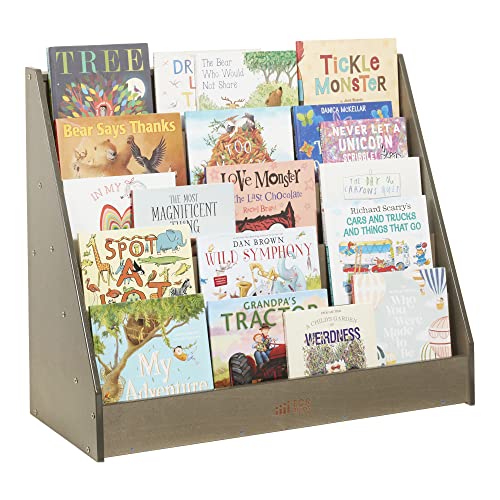ECR4Kids 5-Shelf Wooden Book Display, Single-Sided Bookshelf, Grey Wash
