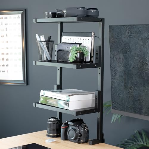 VIVO Black Clamp-on 13 in 3-Tier Desk Shelf, STAND-SHELF3C